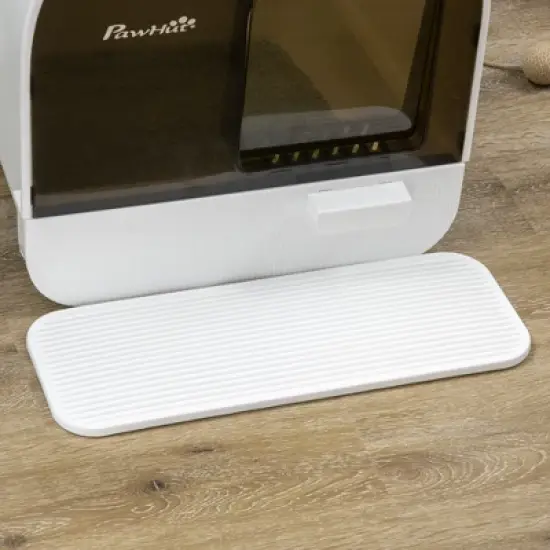 PawHut Cat Litter Box with Lid, Covered Litter Box for Indoor Cats with Tray, Scoop, Filter, 17" x 17" x 18.5", White image {5}