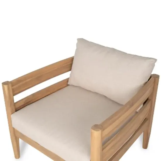 Christopher Knight Home Fritz Outdoor Rustic Upholstered Club Chair with Slat Paneling image {5}