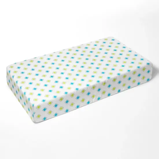 Bacati - Morocan Tiles Aqua/Lime/Gray Muslin 100 percent Cotton Universal Baby US Standard Crib or Toddler Bed Fitted Sheet image {1}