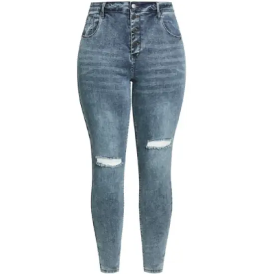 Women's Plus Size Classic Buttons Jean - blue gray | CITY CHIC image {2}