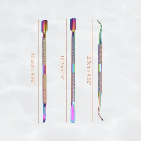 Unique Bargains Stainless Steel Double Head Cuticle Pusher Set Assorted Color 3 Pcs image {4}