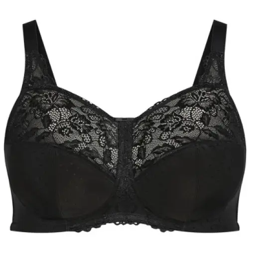 Women's Plus Size  Lace Soft Cup Wire Free Bra - black | AVENUE image {1}