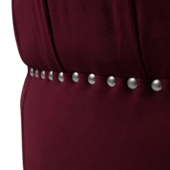 Jennifer Taylor Home La Rosa Victorian Tufted Round Ottoman, Burgundy Velvet image {2}