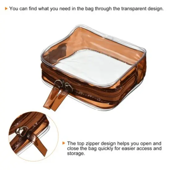 Unique Bargains PVC Travel Makeup Cosmetic Toiletry Pouch with Zipper 3 Pcs image {2}