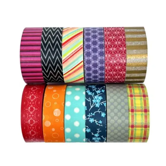 Wrapables Washi Tapes Decorative Masking Tapes, Set of 12 image {18}