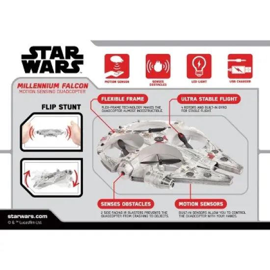 World Tech Toys Star Wars Millennium Falcon Motion Sensing Drone Quadcopter image {4}