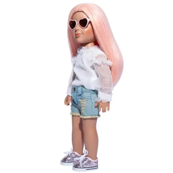 I'M A GIRLY White Blouse with Lace Details Outfit for 18" Fashion Doll image {2}