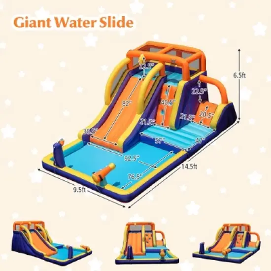 Costway Inflatable Waterslide 4-in-1 Kids Bounce Castle with Splash Pool（With 750W Blower） image {2}