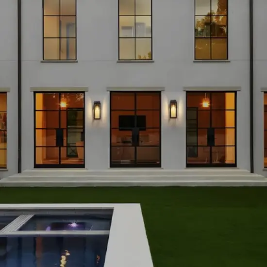 C Cattleya 14 in. 1-Light Matte Black Dusk to Dawn Outdoor Wall Lantern Sconce with Cylinder Clear Glass Shade (2-Pack) image {5}