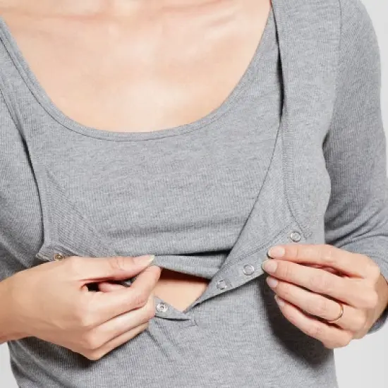 Long Sleeve Nursing Henley Maternity Top - Isabel Maternity by Ingrid & Isabel&trade; image {2}