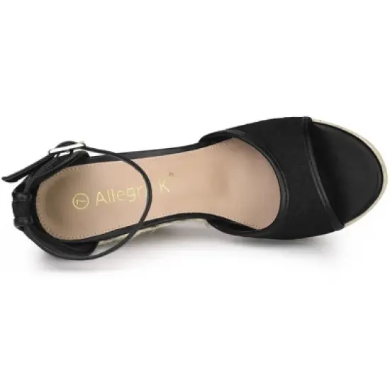 Allegra K Women's Lace Platform Espadrilles Wedge Heels Sandals image {4}