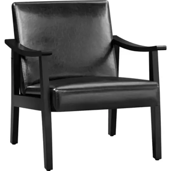 Yaheetech Modern Faux Leather Upholstered Armchair Accent Chair with Solid Wood Legs image {12}