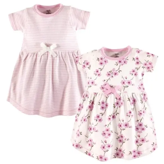 Touched by Nature Baby and Toddler Girl Organic Cotton Short-Sleeve Dresses 2pk, Cherry Blossom image {1}