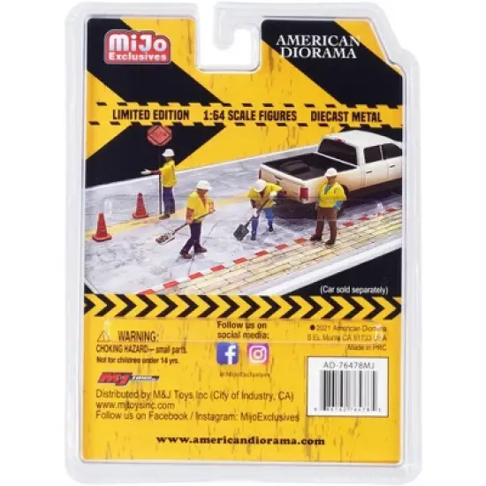 "Public Works" 7 piece Diecast Set (4 Figurines and 3 Accessories) for 1/64 Scale Models by American Diorama image {2}