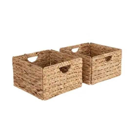 Seville Classics 2 pk 13.25" Natural Water Hyacinth Handwoven Storage Baskets image {9}