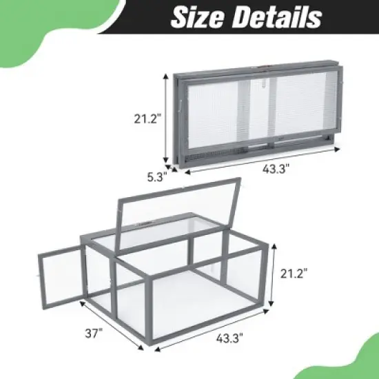SEVOBAL Pet Crates and Houses Folding Rabbit Hutch Lockable Doors Ground Stakes for Indoor and Outdoor Patio Garden Deck, Gray, 43.3"*37"*21.3" image {2}