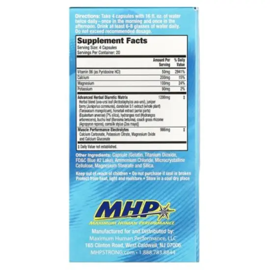 MHP XPEL&reg; Diuretic, Maximum Strength, Caffeine Free , 80 Capsules image {1}