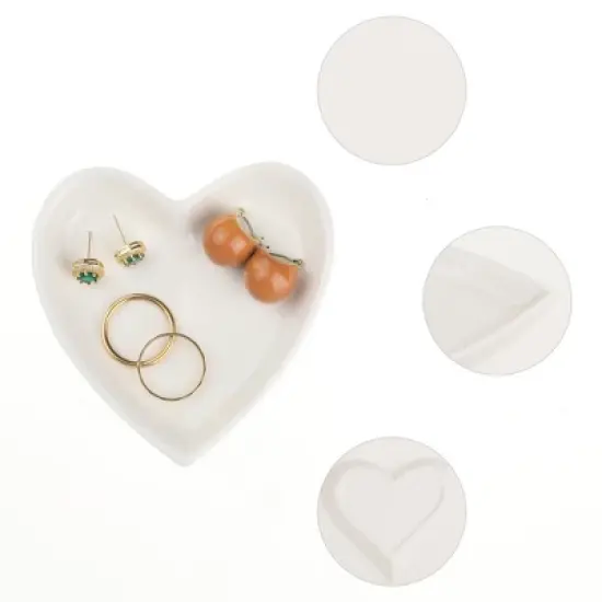 Unique Bargains Trinket Ceramic Jewelry Tray for Organizing Earrings Necklaces Bracelets 3.5x3.6x0.5inch image {2}