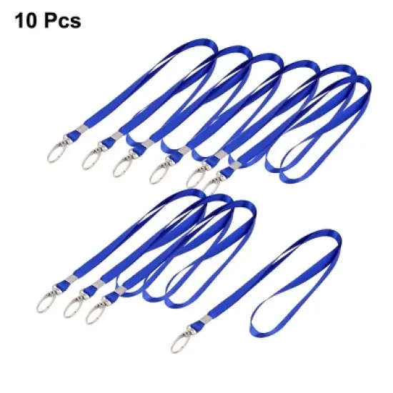 Unique Bargains ID Name Badge Holder Metal Swivel Clip Neck Strap Lanyard Blue 10 Pcs image {1}