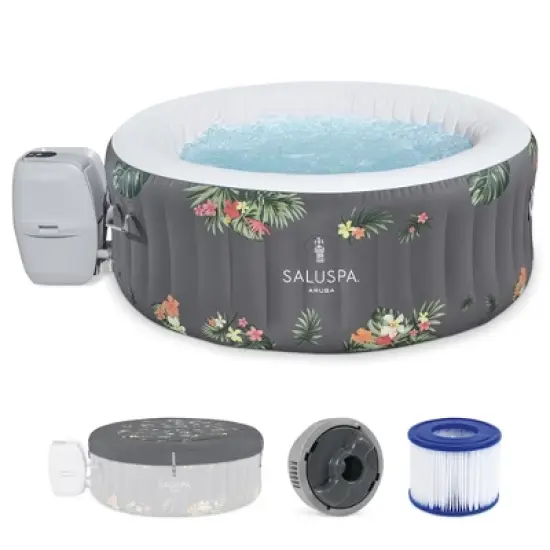 Bestway SaluSpa Aruba AirJet Large Round 2 to 3 Person Inflatable Hot Tub Portable Outdoor Spa with 110 AirJets, Grey image {7}