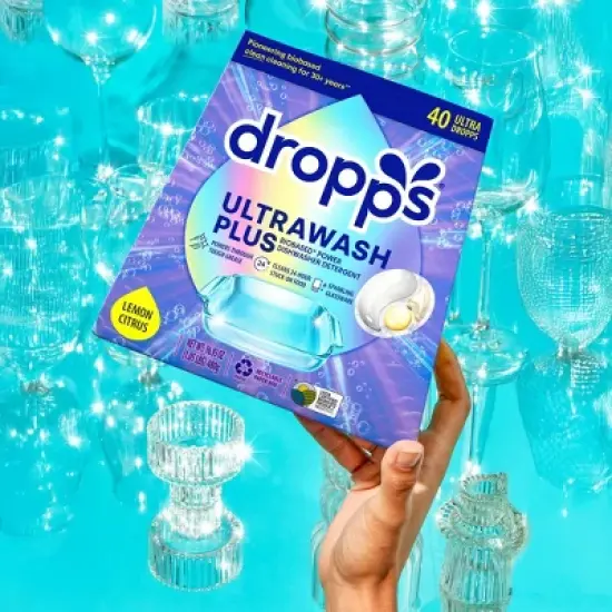 Dropps Dish UltraWash Plus Biobased Detergent Pods - Lemon Citrus - 40ct image {10}