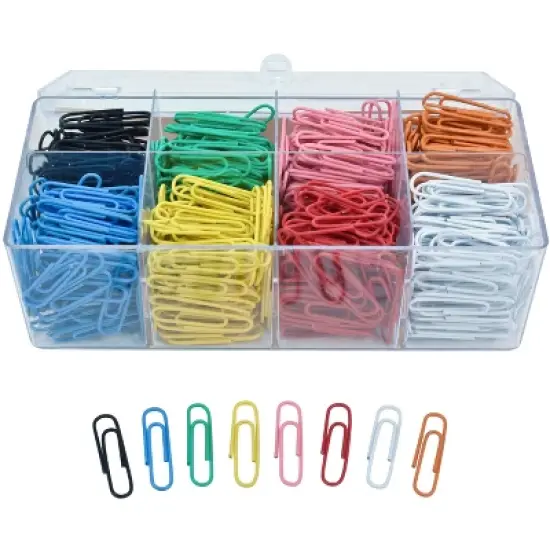 School Smart Paper Clip, Vinyl Coated, Standard, Assorted Color, Pack of 800 image {1}