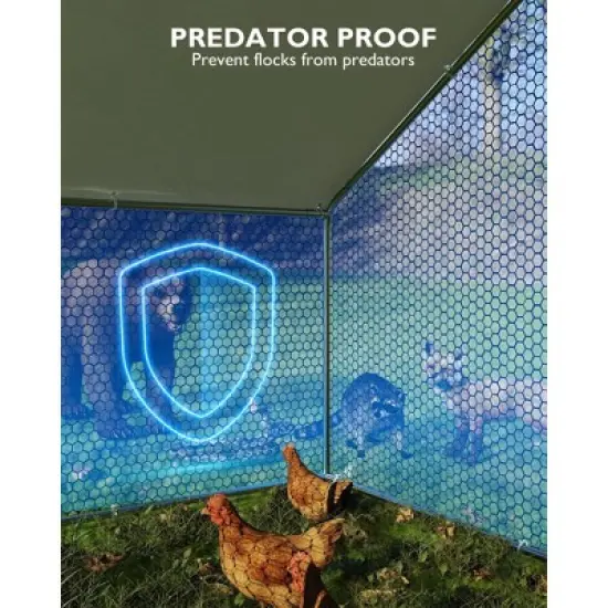 GustoWave Large Metal Chicken Coop, Chicken Run, Outdoor Walk in Poultry Cage with Anti-UV Cover and Waterproof, Silver image {7}