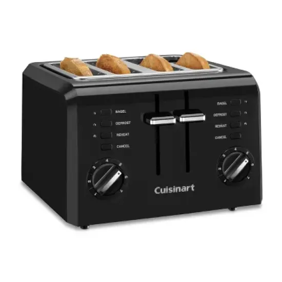 Cuisinart 4-Slice Toaster Black CPT-142BKP1: Adjustable Browning, Reheat & Defrost, Removable Crumb Tray, 1800W image {1}