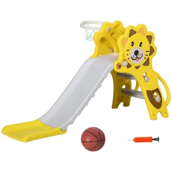 INFURNIC Baby Activity Gyms, Easy Set Up Baby Slide with Basketball Hoop, for Toddler or Kids, Yellow, 51.5"*19.75"*29.25" image {5}