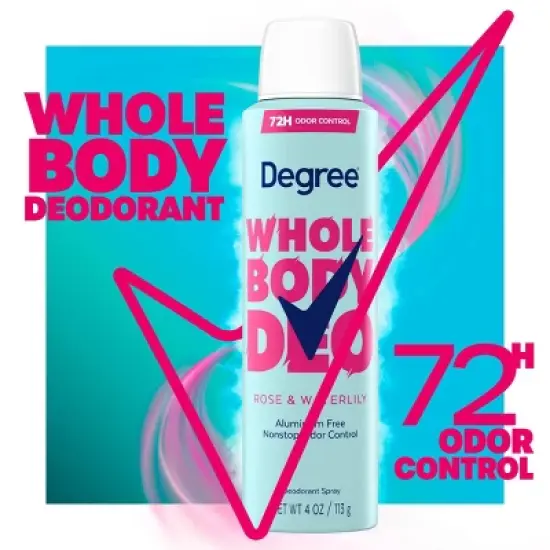 Degree 72H Odor Protection Whole Body Deodorant Spray for Women Rose & Waterlily - Aluminum-Free 4oz image {2}