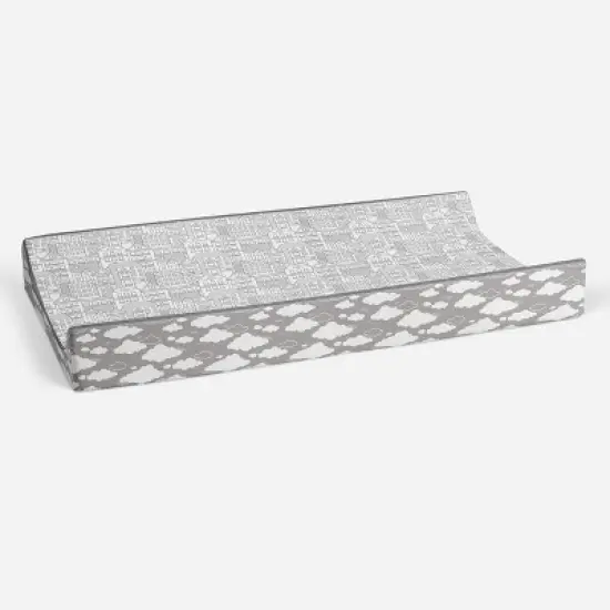 Bacati - Clouds in the City Gray Cityscape Quilted Changing Pad Cover image {2}