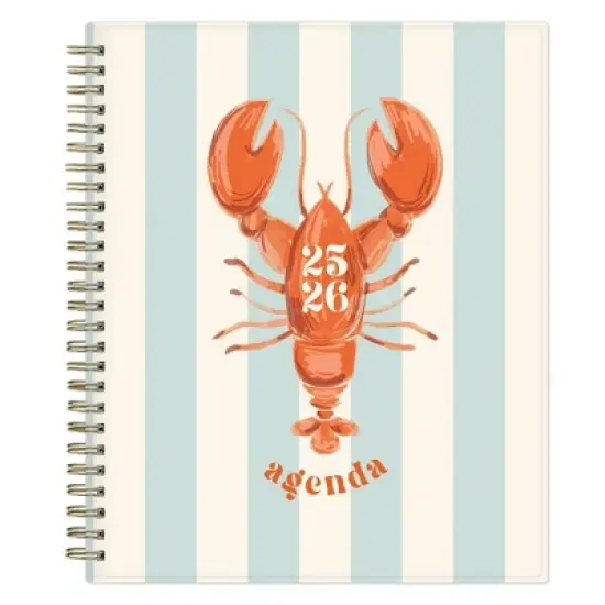 Blue Sky 7"x9" 2025-2026 Weekly/Monthly Wirebound Planner Clear Cover Langostino Stripe image {11}