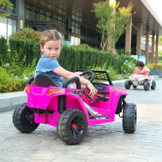 Sandinrayli 12V Kids Ride on Car, Electric Off-Road UTV Truck, Double Open Doors, Safety Belt, Horn, Music, and Lights for Kids 3-5 Years image {5}