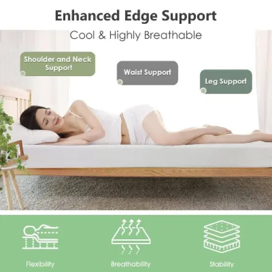 FDW 10 inch Mattress Gel Memory Foam Mattress for Cool Sleep & Pressure Relief/Medium Firm Mattresses CertiPUR-US Certified/Bed-in-a-Box image {2}