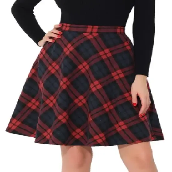 Allegra K Women's Plaids Vintage Tartan Elastic Waist Knee Length A-Line Skirt image {11}