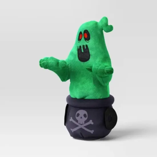 11" Animated Plush Cauldron Ghost Halloween Decorative Prop Green - Hyde and EEK! Boutique&trade; image {2}