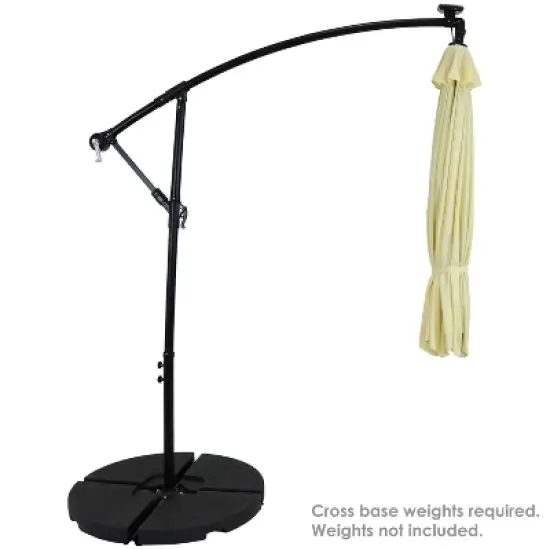 Sunnydaze Outdoor Steel Cantilever Offset Patio Umbrella with Solar LED Lights, Air Vent, Crank, and Base - 9' image {4}
