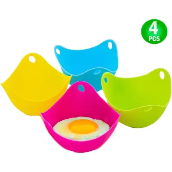 5 Star Super Deals Egg Poacher Silicone Cup 4pc Set - Microwave & Stovetop Boiler Safe Poaching Pan, Steamer, & Boiler Floating Insert Cooking Pods image {6}