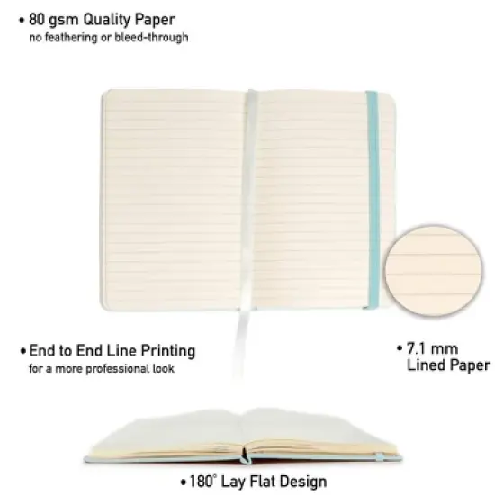 Paper Junkie A6 Pocket Size Mini Notebooks with Hardcover -124 pages (3.7" x 5.7") with Inner Pocket (Light Blue, 3 Pack) image {7}