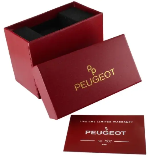 Peugeot Men's Vintage Multi-Function Moon Phase Watch with Perpetual Calendar and Brown Leather Band image {6}