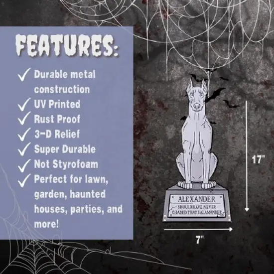 SCS Direct 3D Halloween Metal Tombstone -(6 Designs) (Large 17" w Stakes) -Durable, Weather Rust Proof, UV Printed- Lawn Decor- No Flimsy Headstones image {2}