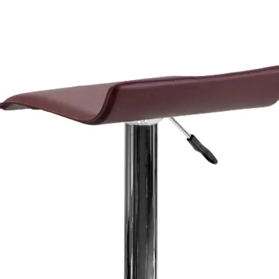 Emma and Oliver Solid Wave Seat Vinyl Adjustable Height Barstool with Chrome Base image {5}