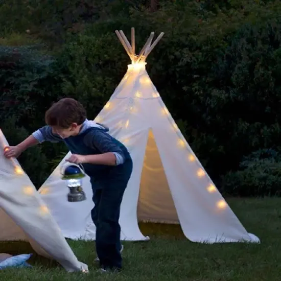 Children Cotton Canvas Play Tent with Wooden Poles image {1}