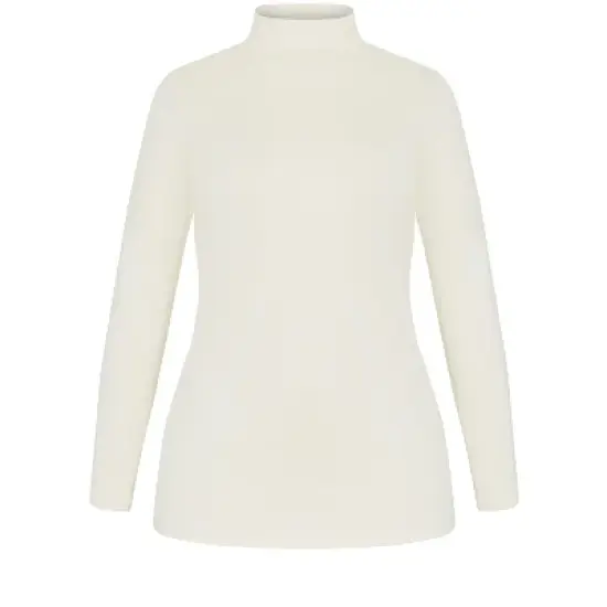 Women's Plus Size Organic Mock Neck Top - cream | AVENUE image {2}