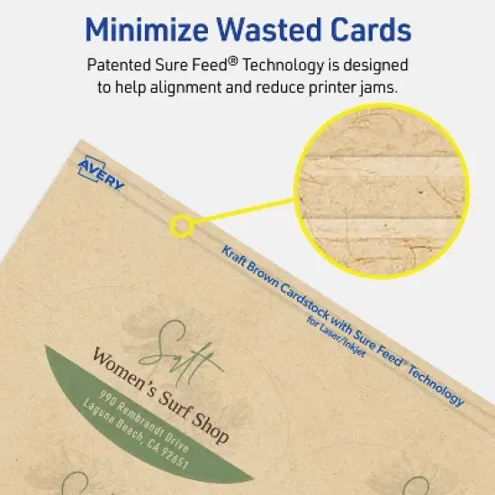 Avery Oval Business Cards, 2" x 3-1/2", Kraft Brown, 80 Total image {6}