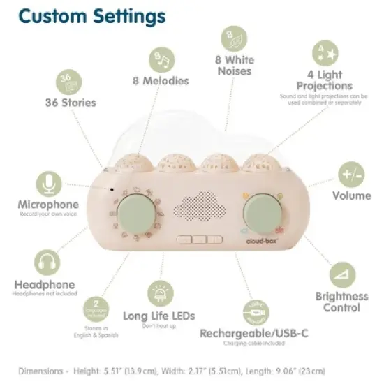CloudBox Storyteller with 36 stories, Sound Machine with Light Projection image {6}