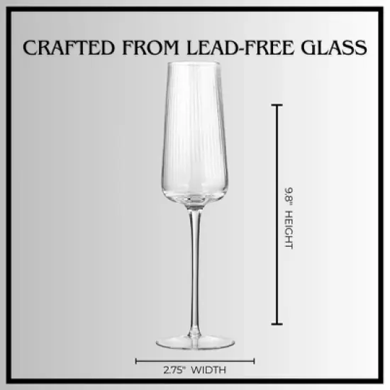 Artland Soho Optic 8.5 oz Champagne Flute, Set of 4, Modern Stemmed Glasses, Ideal for Weddings, Parties, Dishwasher Safe image {4}
