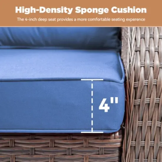 Buenhomino 3-Piece Outdoor Wicker Swivel Rocker Chair Set with Side Table, All-Weather PE Rattan Glider Chairs with Cushions for Patio or Deck image {7}