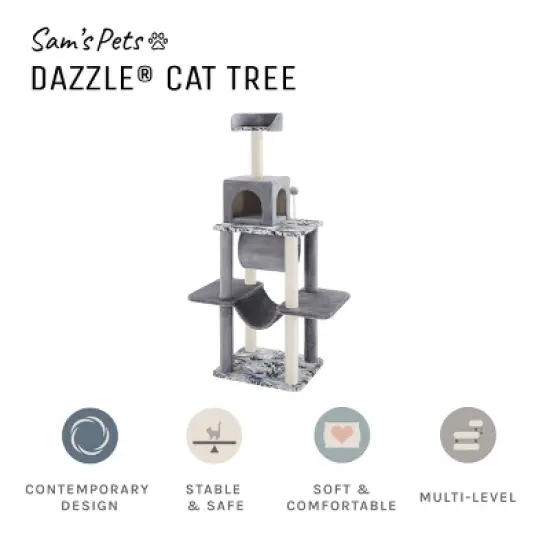 Sam's Pets Dazzle 59"  Cat Scratching Tree In Gray image {7}