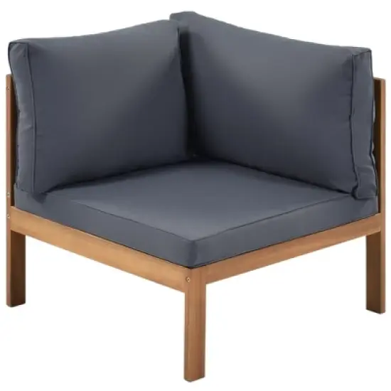 FIONECA Wood Structure Outdoor Sofa Set with Gray Cushions, Exotic Design, Acacia Wood Frame, Water-Resistant & UV-Protected image {11}